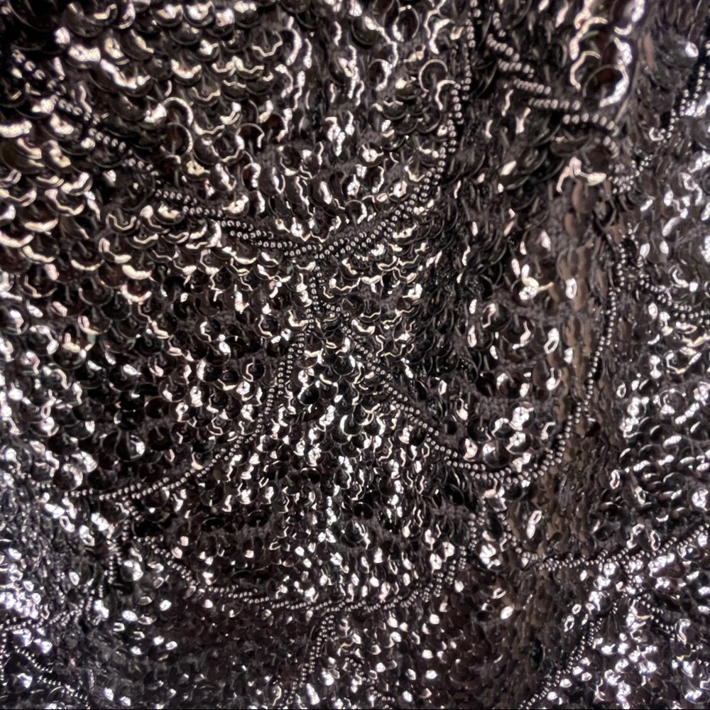 VINTAGE Sequined Black Beaded Evening Sleeveless Top - Picture 4 of 6